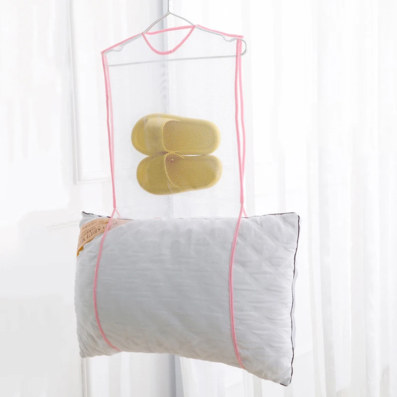 Folding Breathable Pillow Drying Nets Balcony Hanger Net Cushion Dry Bag Mesh Storage Holder