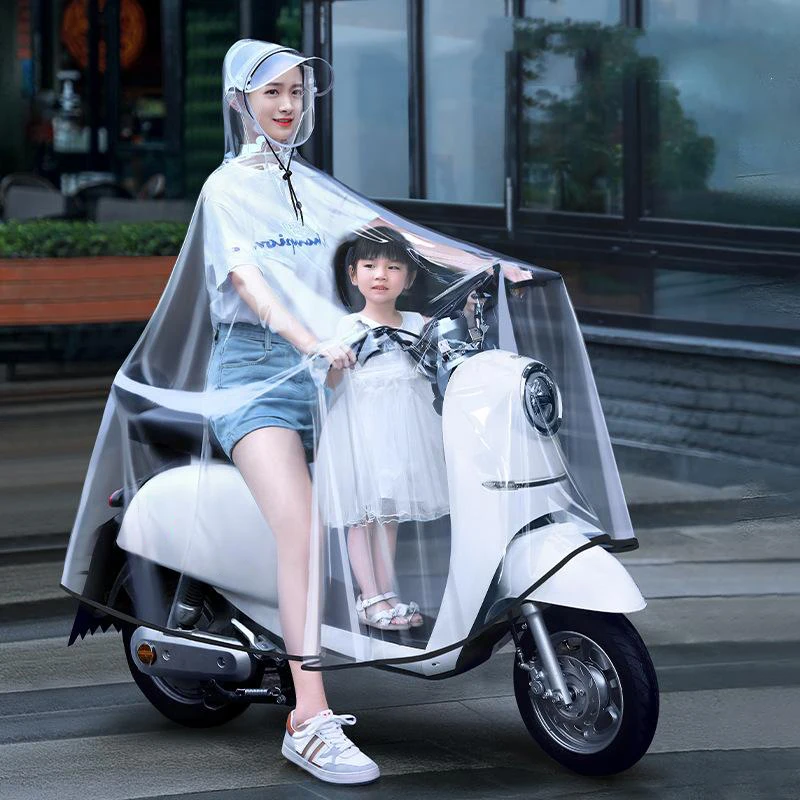 Cycling Rain Coat Jacket Capes Rain Poncho Hooded Mobility Scooter Cover Motorcycle Transparent Long Full Body Waterproof