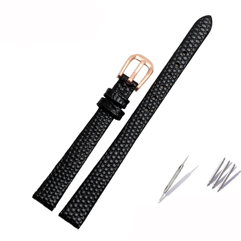 Correa de cuero de vaca de tamaño pequeño para reloj Fossil Poly Time de AJIDOU, pulsera de cadena para reloj de mujer de 8 mm, 10 mm, 12 mm y 14 mm