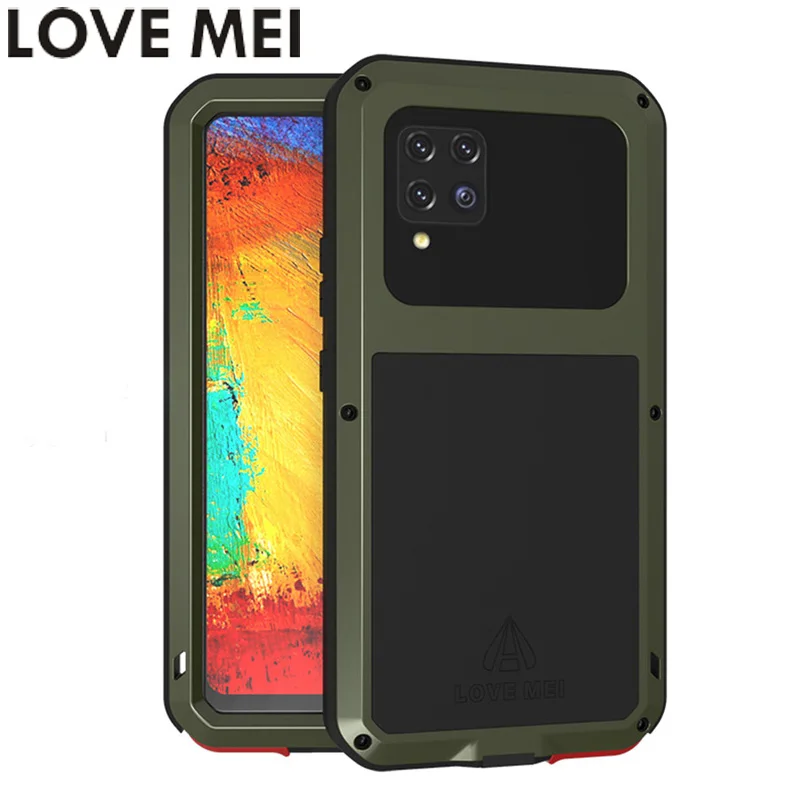 

Love Mei Powerful Heavy Shockproof Fundas Metal Cover For Samsung Galaxy A42 A72 A52 A32 A53 Case Silicone Coque Toughened Glass