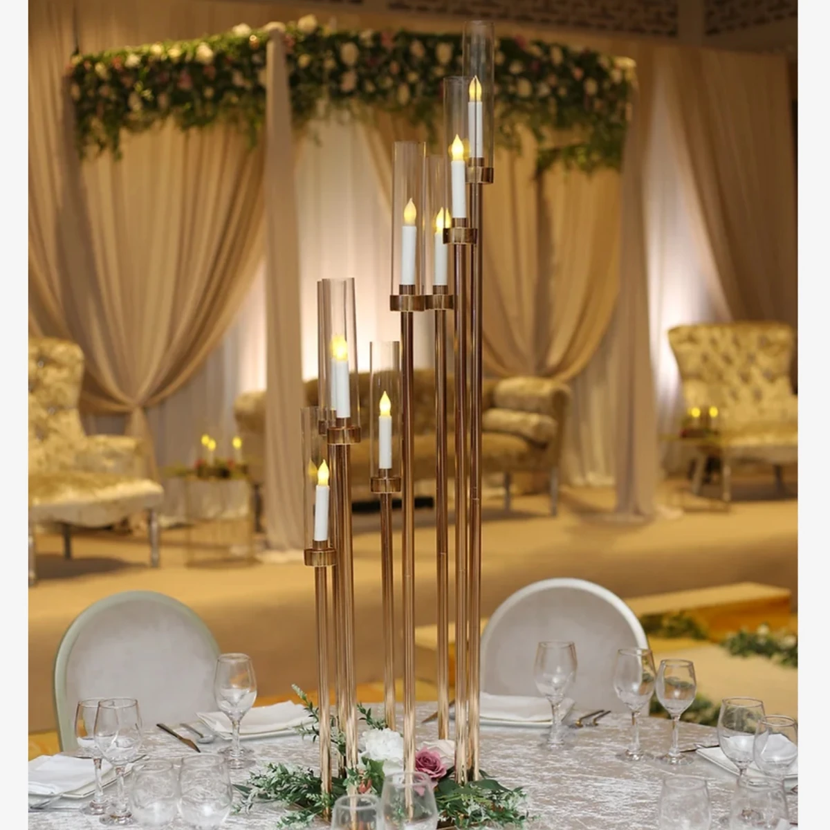 10pcs) European Wedding Table Gold Metal Candle Holder Tall Floor Candelabra Centerpiece 1845