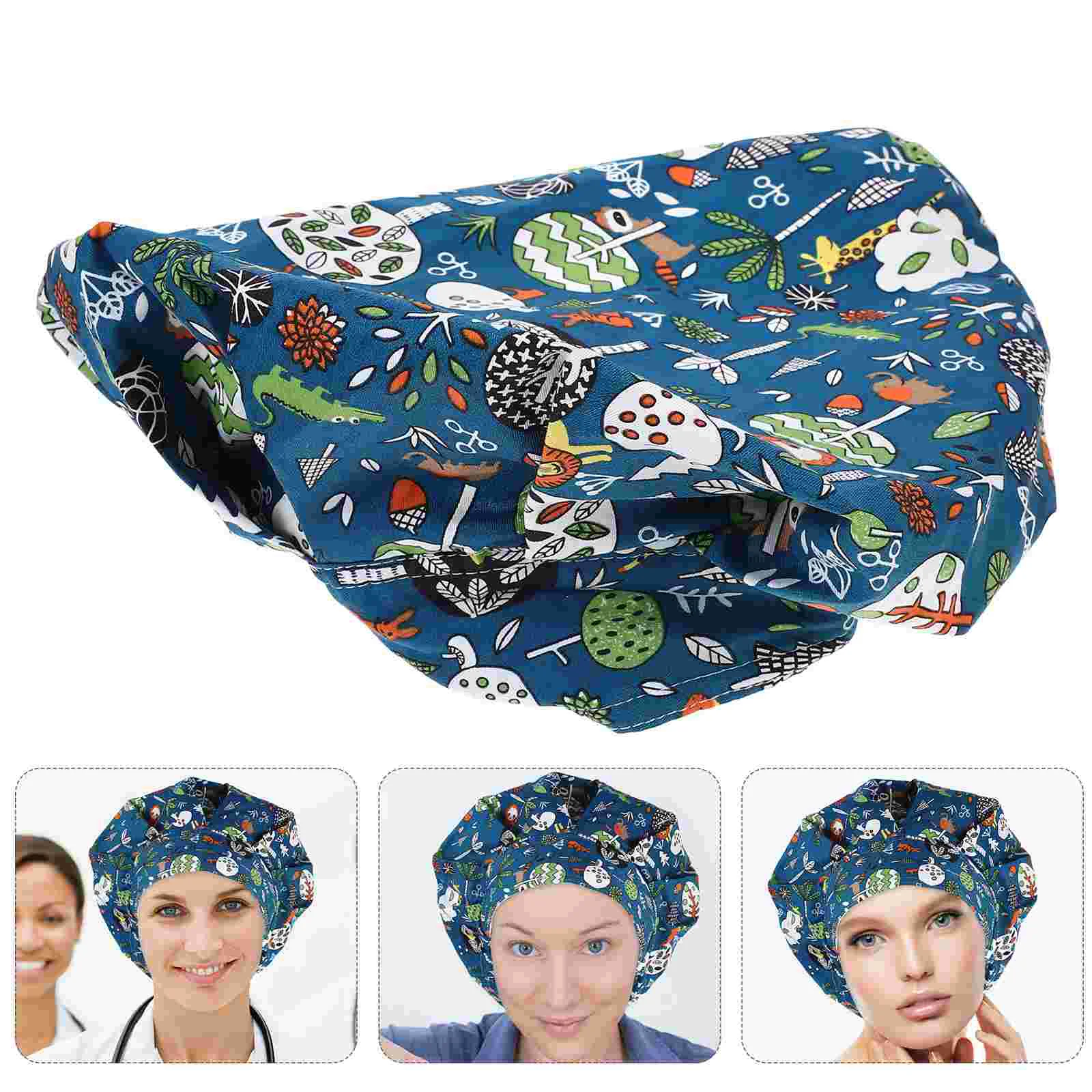 Unisex Scrub Cap Flower Printed Adjustable Tie Nurse Cap Surgery Hat One Size Fit Most Working Cap (  ) working caps with buttons ribbon tie for women printe doctor nurse cap breathable adjustable sweat absorbent scrub hat long hair