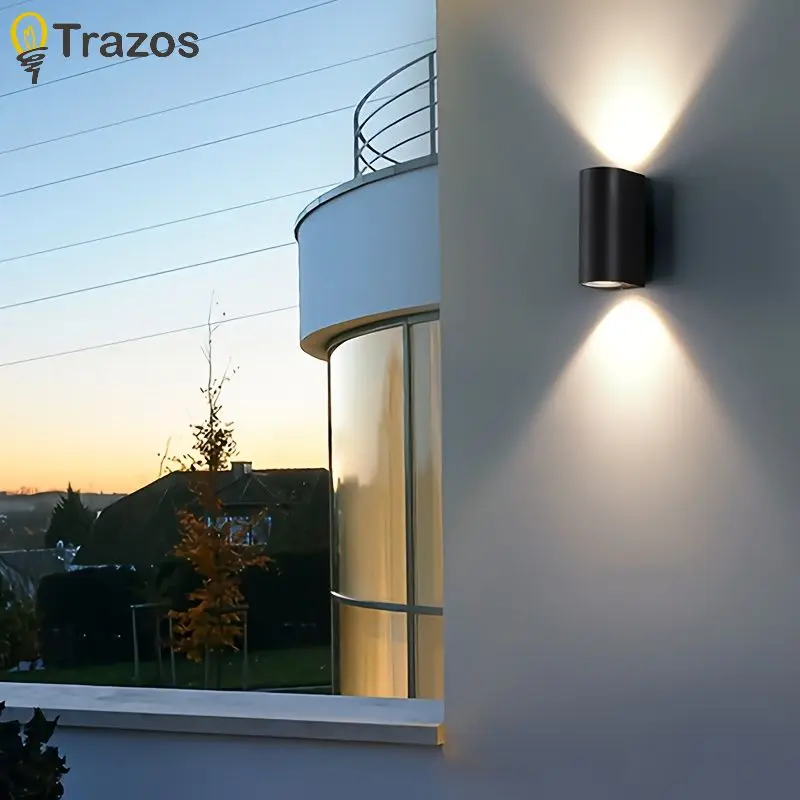 Outdoor LED Dual Head Wall Light Waterproof Up and Down Semi Circular Square Villa Entrance Corridor Barden Wall Washing Light