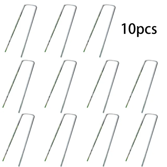 10Db Acél U Alakú Körömkertháló Csapok Tétkapocsok, Amelyek A Gyep Körömcsapokat Rögzítik Füves Gát Szövethez 10*4Cm - Image 5