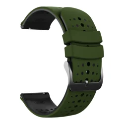 Breathable Silicone Strap 22mm Replacement Wristband Bracelet - 22mm (DGreen Black)