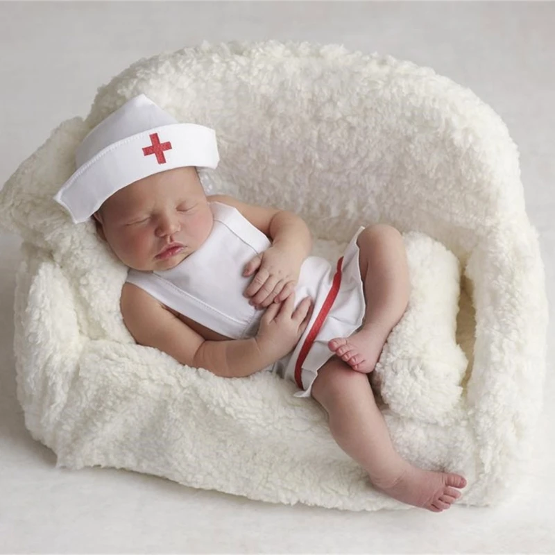 Děťátko fotografie rekvizity zdravotní sestra kostým šaty nahoře čepice novorozence photoshooting obleček