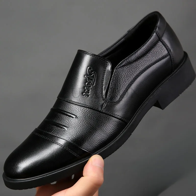 

Winter Men Genuine Leather Formal Business Shoes Male Office Work Oxfords Brand Plush Party Wedding Anniversary Shoe Man Loafers