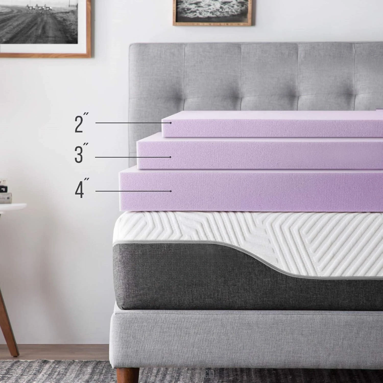 3 Inch Lavender Infused Memory Foam Mattress Topper-Ventilated Design