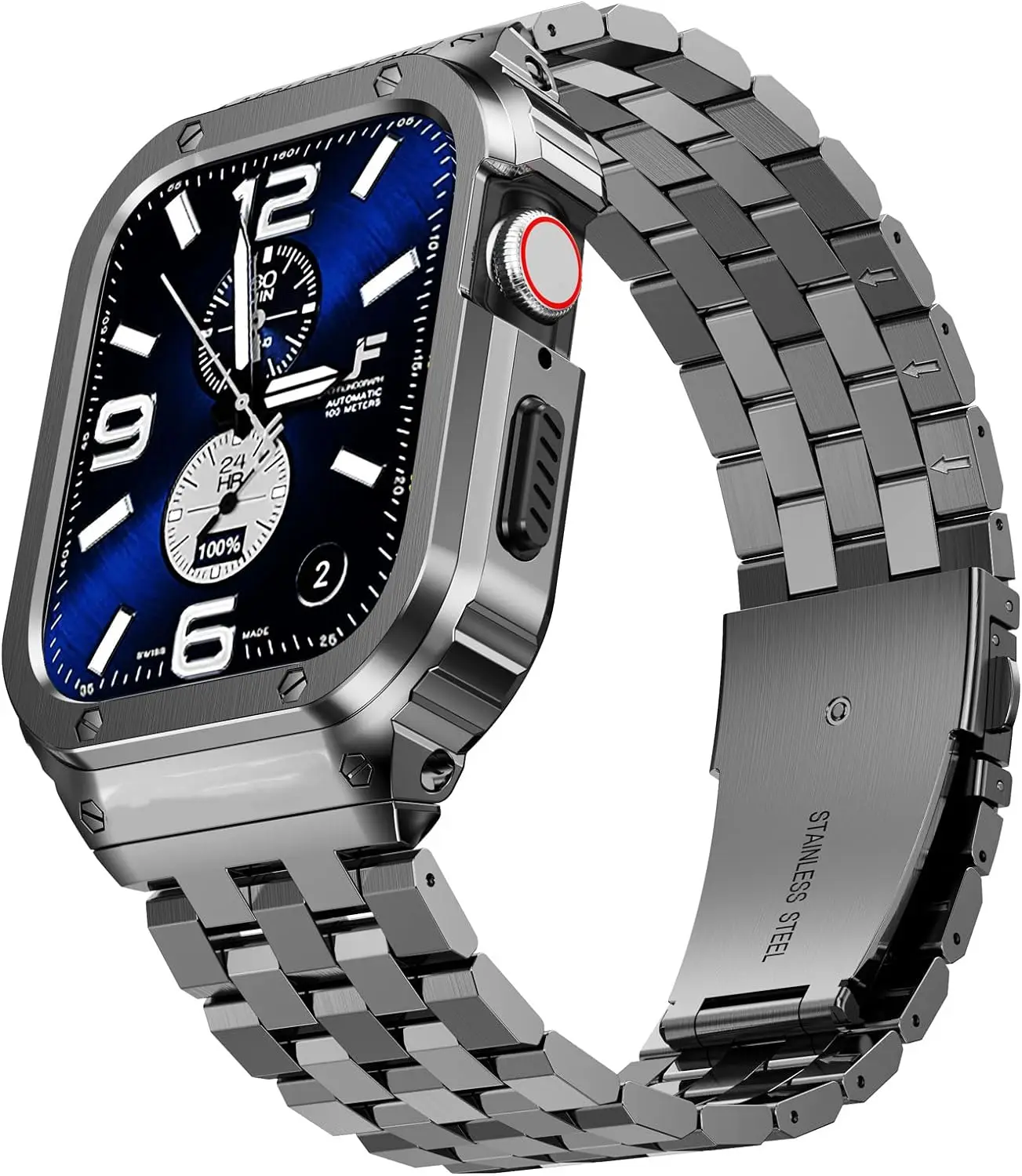 Premium Stainless Steel Case with Band and Rugged Metal Protector