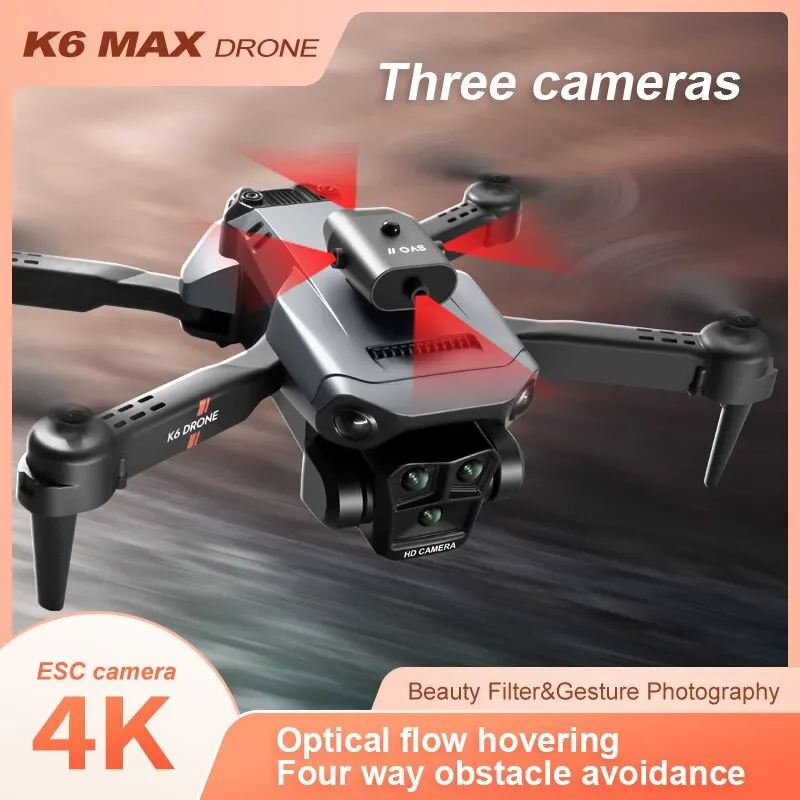 K6 MAX Triple-Camera Drone 4K HD Optical Flow Positioning 360&deg; Obstacle Avoidance Foldable Quadcopter Wifi FPV RC Toys Dron drone quadcopter