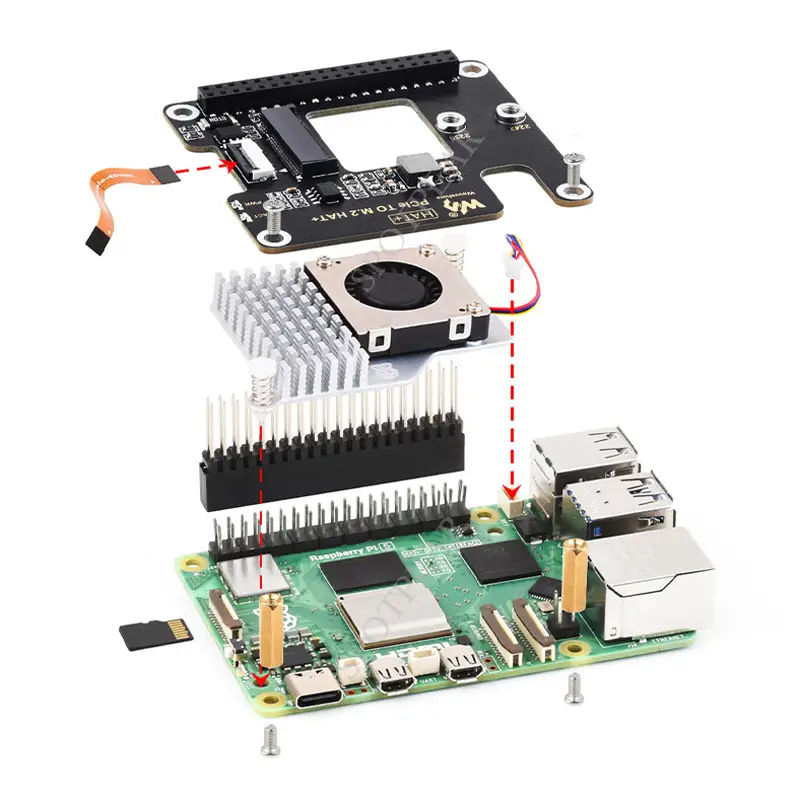 Raspberry Pi5 PCIe to M.2 NVMe SSD Adapter Board PCIe TO M.2 HAT Extension Board for Pi 5 image 3