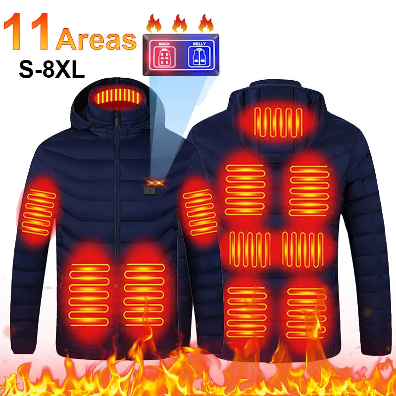 thumbnail image 1 of Chaqueta térmica de 11 zonas para invierno, eléctrica, para hombre y mujer, con calefacción por USB, chaleco térmico para moto, tallas S a 8XL, 1 of 4