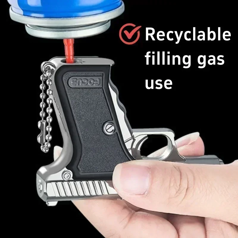 Portable Metal Windproof Pendant Lighter Outdoor Spray Blue Flame Torch Inflatable Lighter Cigarette Accessories Men's Gift New 5