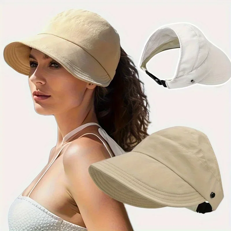 Women Sun Visor Hat Wide Brim Bucket Hats Summer UV Protection Sport Baseball Cap Quick Dry Adjustable Summer Beach Caps Bonnet Cooling Caps