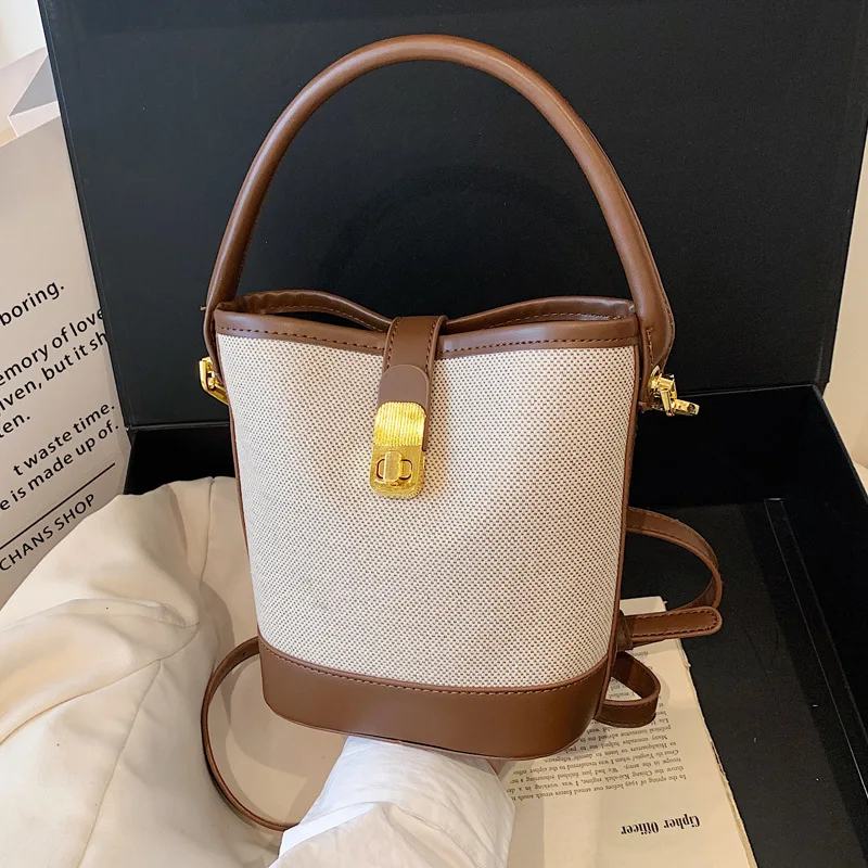 

Canvas Bucket Bag Advanced Sense Large Capacity Three-dimensional Single Shoulder Crossbody Temperament Niche Handbag