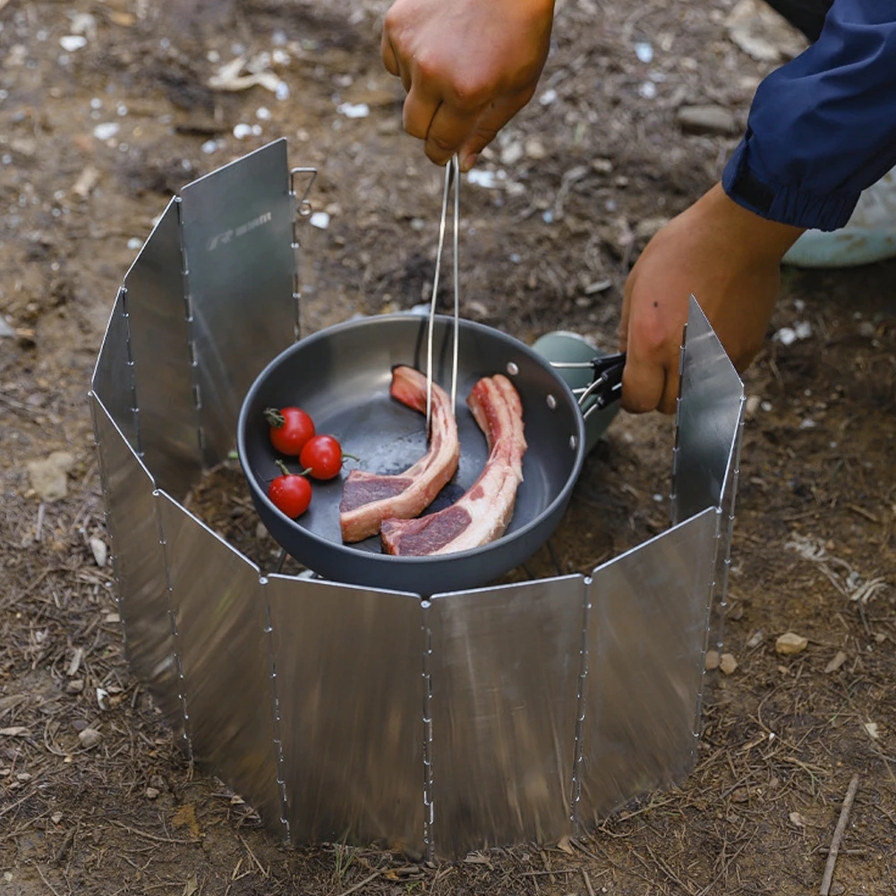 10 Plates Foldable Outdoor Stove Wind Shield Gas Stove Wind Shield Aluminum Wind Shield Deflector Ultralight Outdoor Wind Shield
