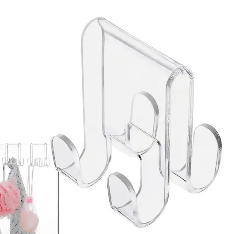 

Shower Hooks Over Glass Door Acrylic Shower Door Hanger Punch-Free Storage Tool For Robe Clothes Towel And Washcloth