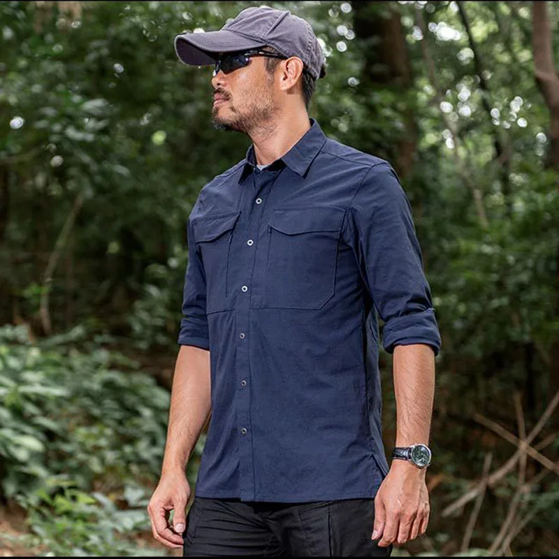 

Tactical Shirt Men Quick Dry Breathable Military Long Sleeved Shirt Male Spring Autumn Business Casual Multi-Pockets Top Clothes