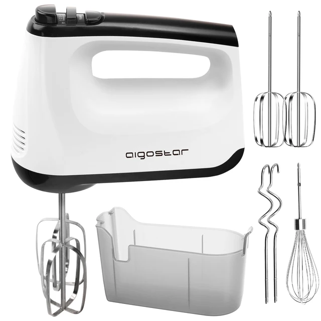 Frusta elettrica per budino Aigostar, 6 velocità e Turbo, frusta elettrica, 400 W, miscelazione silenziosa, dotata di 2 fruste, 2 pasta Hoo 1
