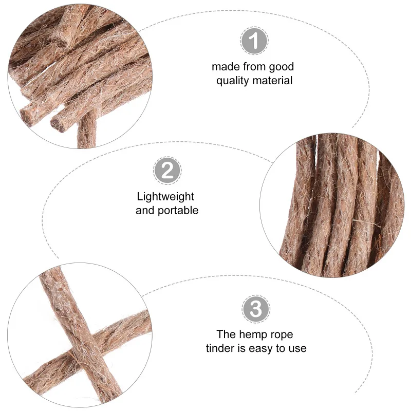 10Pcs Survival Wick Hemp Cord Camping Lighter Hemp Fire Starters Outdoor Wick Camping Ropes Survival Tools 4