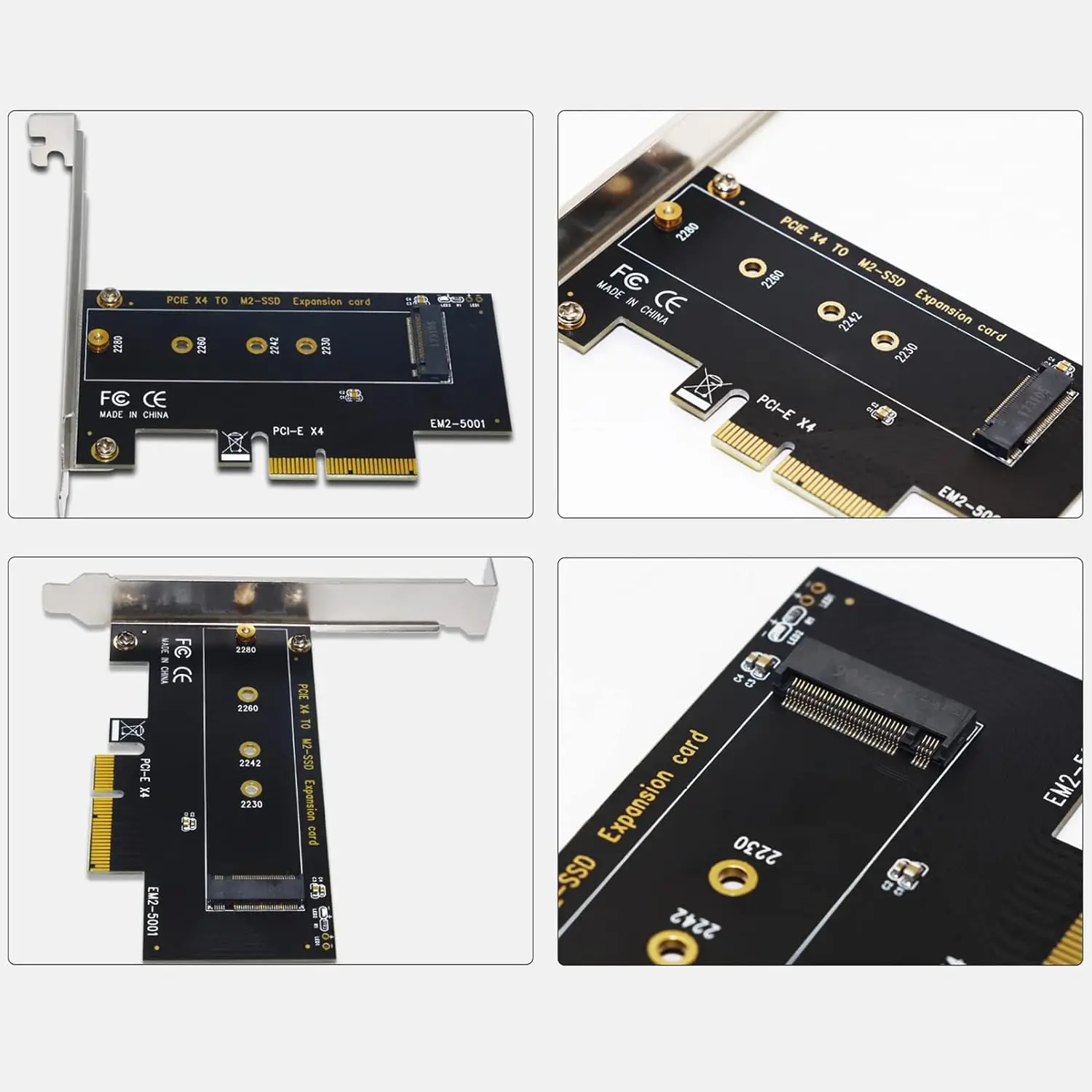 Fdit Adattatore PCIe M.2 – NVMe M Key A PCI Express 3.0 X1 – Supporta 2230/2242/2260/2280