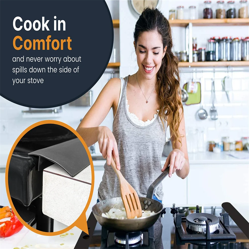 1/2Pcs Kitchen Stove Counter Gap Cover Heat Resistant Mat Oil Dust Water  Seal Easy Clean Silicone Gap Strips Stove Seams Sticker - AliExpress