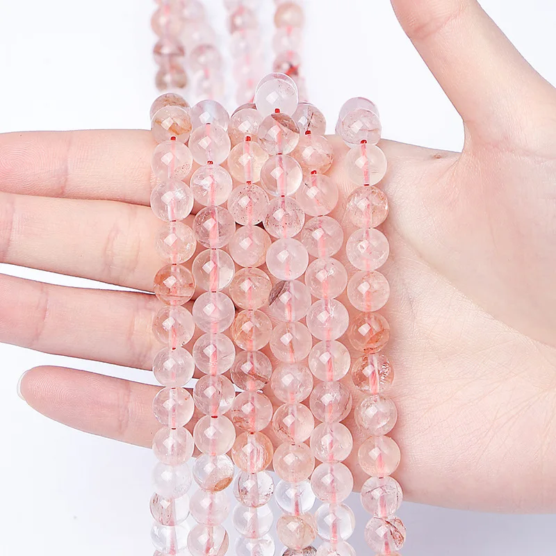 Natural Red Gum Flower Quartz Stone Round Loose Beads 6 8 10 12 MM For Jewelry Making DIY Bracelets Necklaces Handmad 15