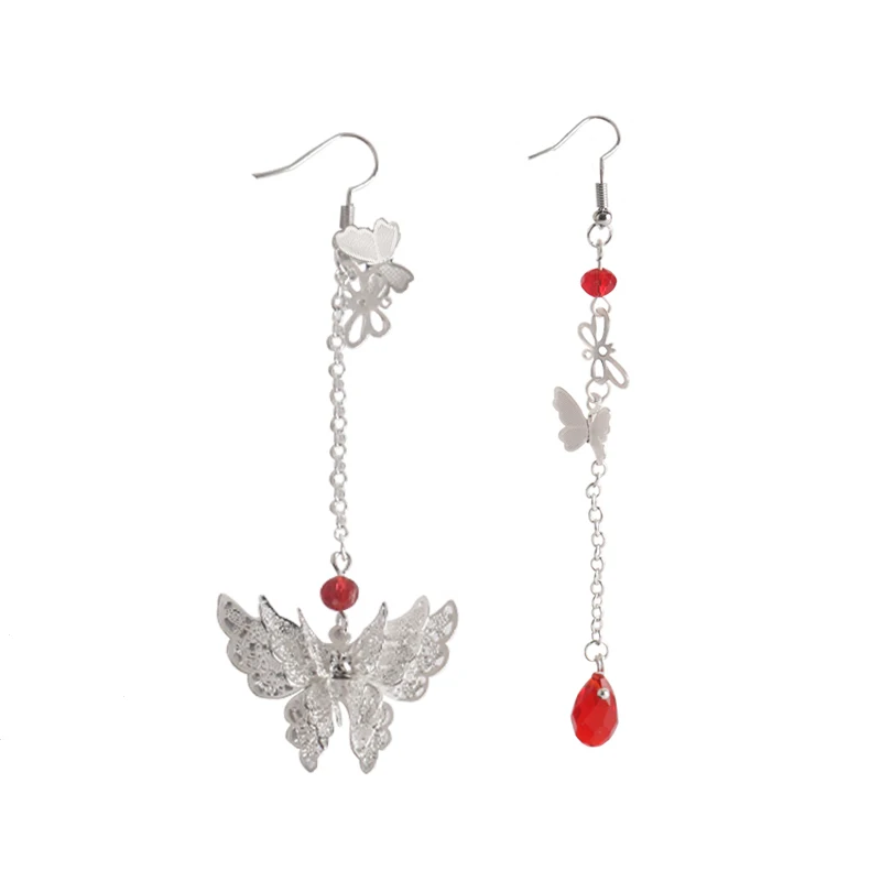 Anime Tian Guan Ci Fu Orecchini Animel Butterfly Red Crystal Long Ear Clips Hoop Jewelry Fans Regali Per Feste