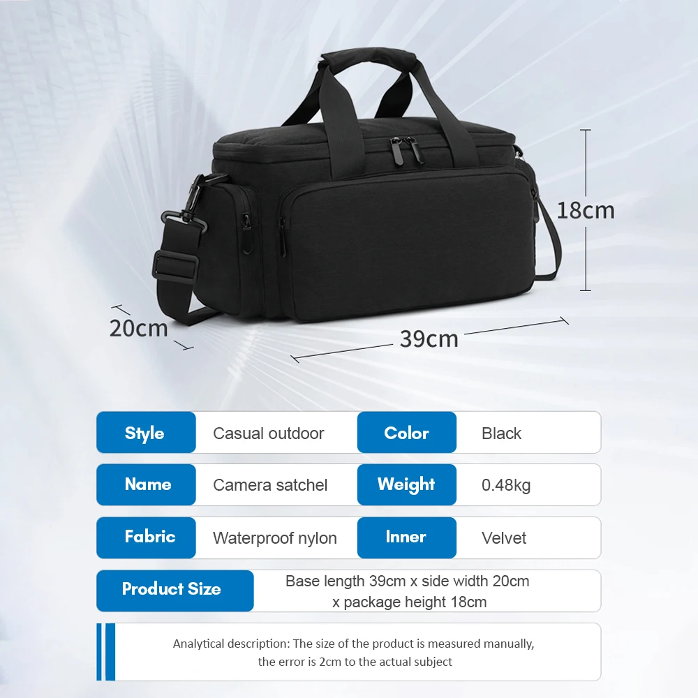 Water-Resistant Shock-Proof Travel Camera Shoulder Bag with Removable Dividers