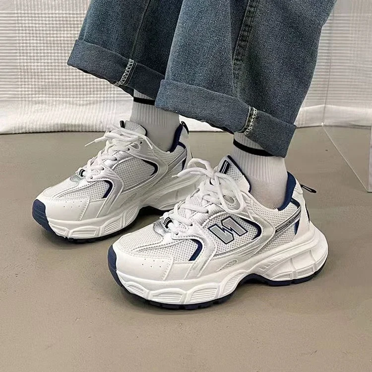 Women's Luxury Thick Sole Sneakers Fashion Casual Shoes Sneakers Women's Mesh Breathable Thick Sole Tennis Vulcanized Shoes