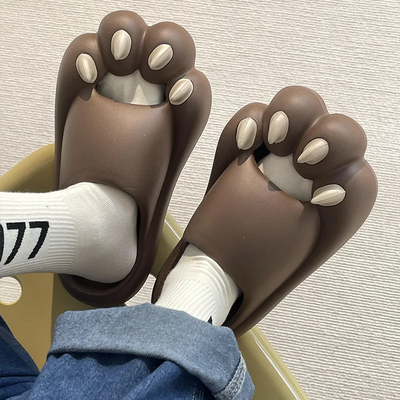 

Slippers Women Cute Bear Claw Summer Couple Home Fashion Non-Slip Comfortable 2023 Brand Cartoon Slippers For Home