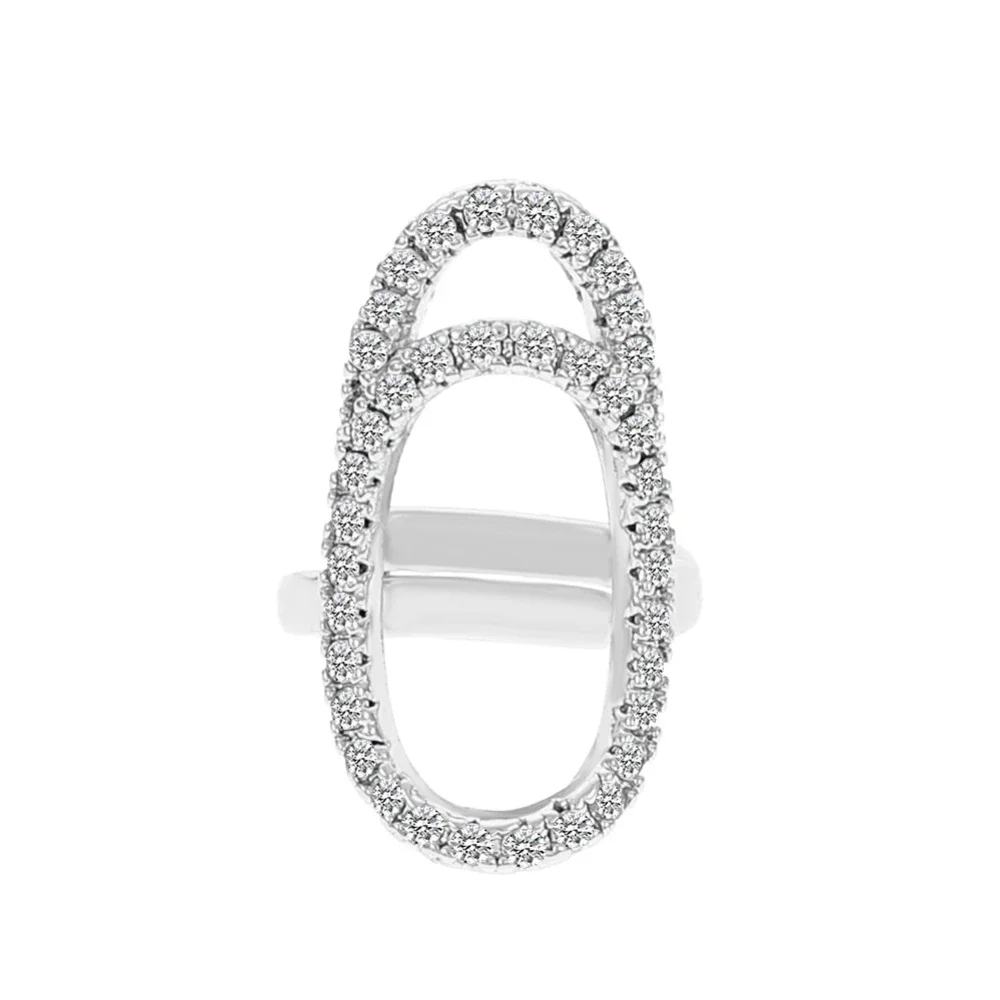 Cobre Incrustado Zircon Nail Ring para Mulheres, Manicure Joint Ring, Trendy Party Jewelry, Acessórios de Moda