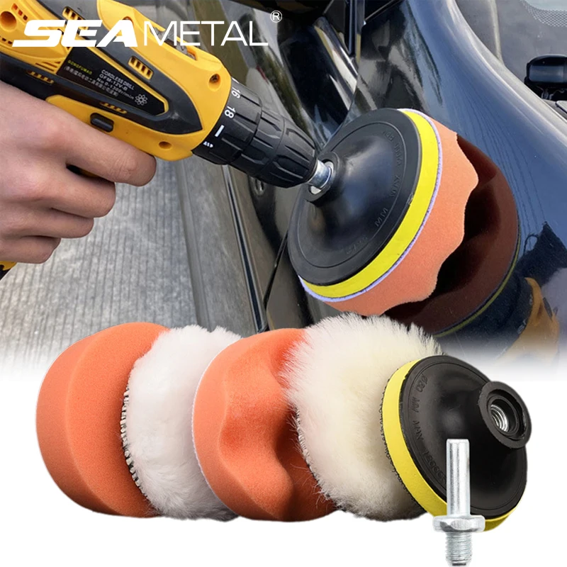 SEAMETAL 6Pcs Sponge Polishing Disc Car Polish Buffering Sponge Auto Detailing Waxing Car Polishing Kit with Drill Adapter SEAMETAL 6Pcs Sponge Polishing Disc Car Polish Buffering Sponge Auto Detailing Waxing Car Polishing Kit with Drill Adapter