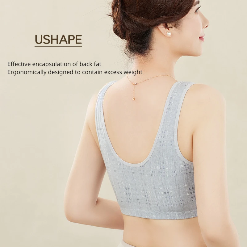 thumbnail image 4 of Lencería de talla grande sin aros para mamá y niña, ropa interior con botones frontales, chaleco de algodón suave para mujer, sujetador para mediana edad y ancianos, 4 of 5