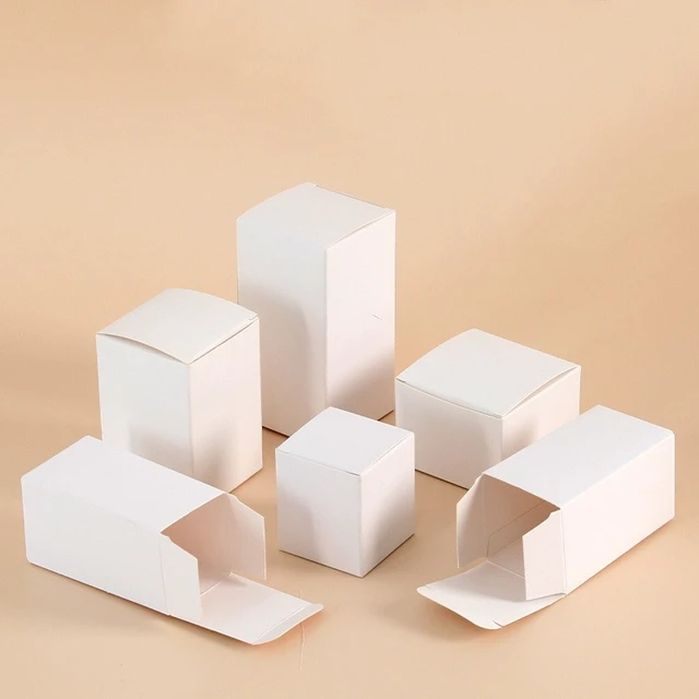 50pcs DIY คราฟท์กล่องบรรจุภัณฑ์กระดาษสีขาวกล่องกระดาษแข็งสําหรับบรรจุ DIY Candy Handmade สบู่ของขวัญกล่องความสูง 3 ซม.-13 ซม. 1