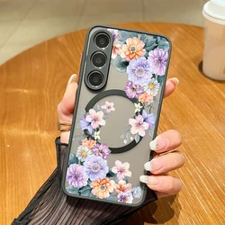 Magnetic Magsafe Matte Floral Phone Case for Samsung Galaxy S20 FE (A743 Black)