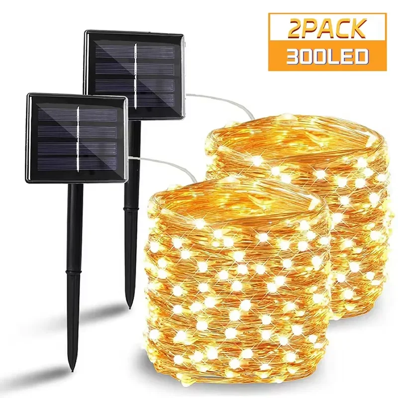 7m/12m/22m/32m Solar LED String Light Outdoor Waterproof 8Modes Street Garland for Party Wedding Christmas Decoration led string lights led fairy lights string lights decorative lights
