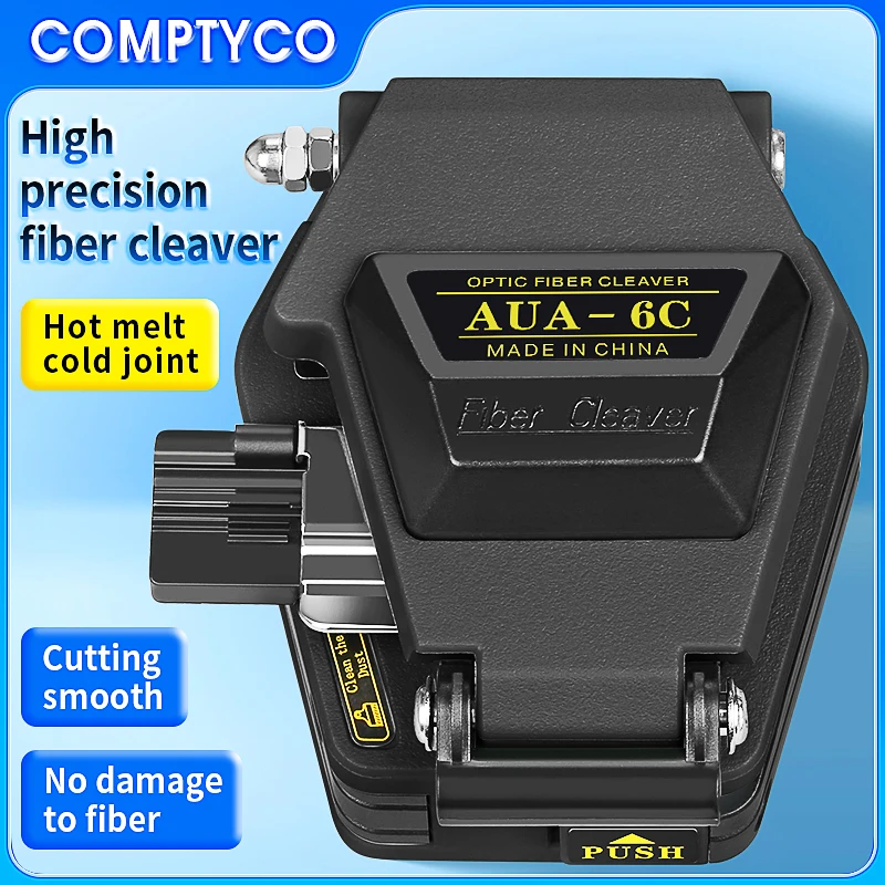 Black AUA-6C High Precision Fiber Cleaver FTTH Hot Melt Cold Connection Optical Fiber Cable Cutting Knife Tools 16 Face Blade