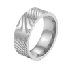 Stainless Steel Damascus Steel Ring Simple Party Accessories for Men and Women 2