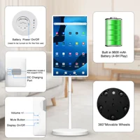 Écran intelligent Android 15 6G + 128G de 32 pouces, TV sur pied avec télécommande, appel vidéo de caméra 2K, alimentation par batterie intégrée 148WH 4