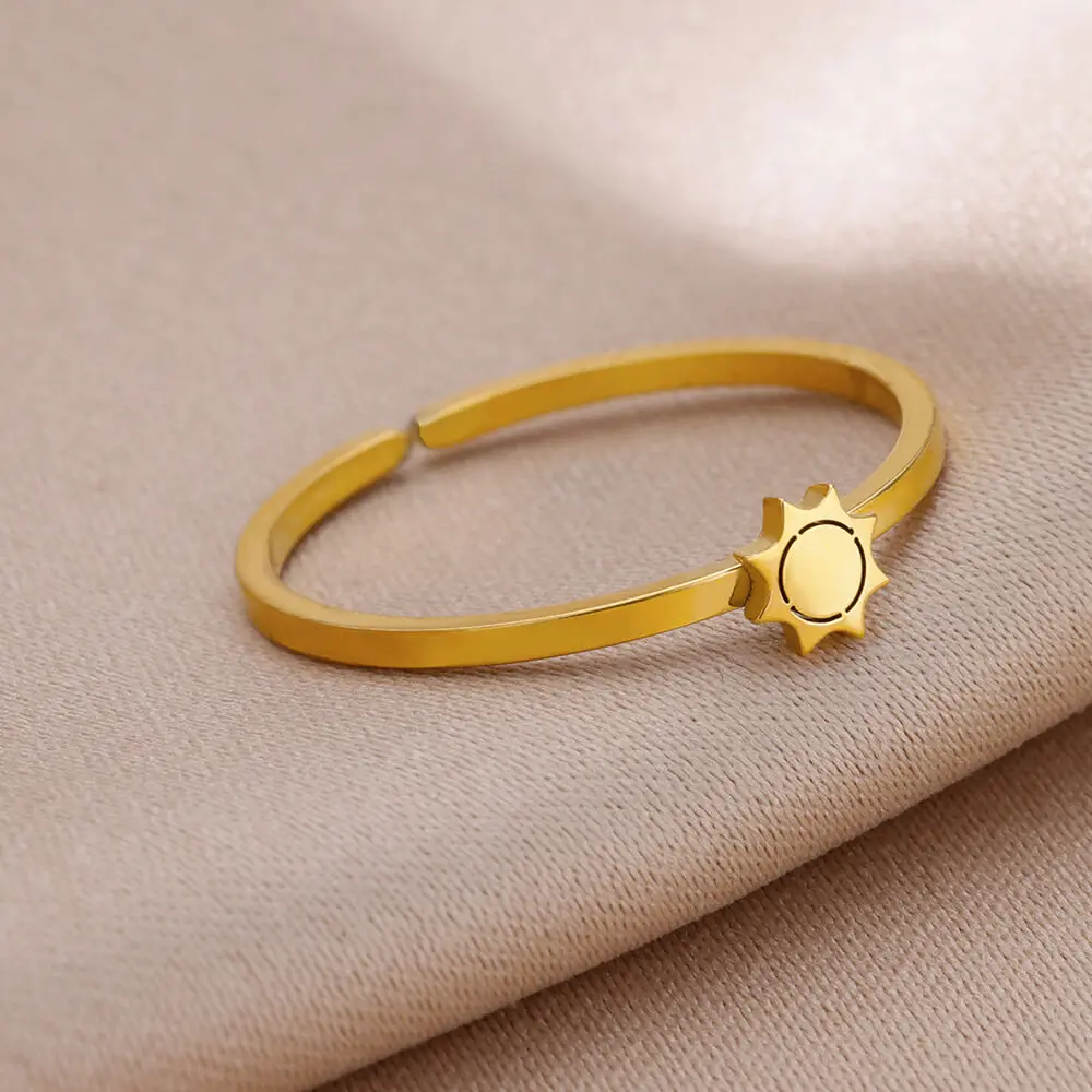Edelstahl Kleine Herz Ringe Für Frauen Vintage Gold Farbe Kreuz Öffnung Geometrische Ring Mode Hochzeit Schmuck Geschenk 2024 – Detail 9