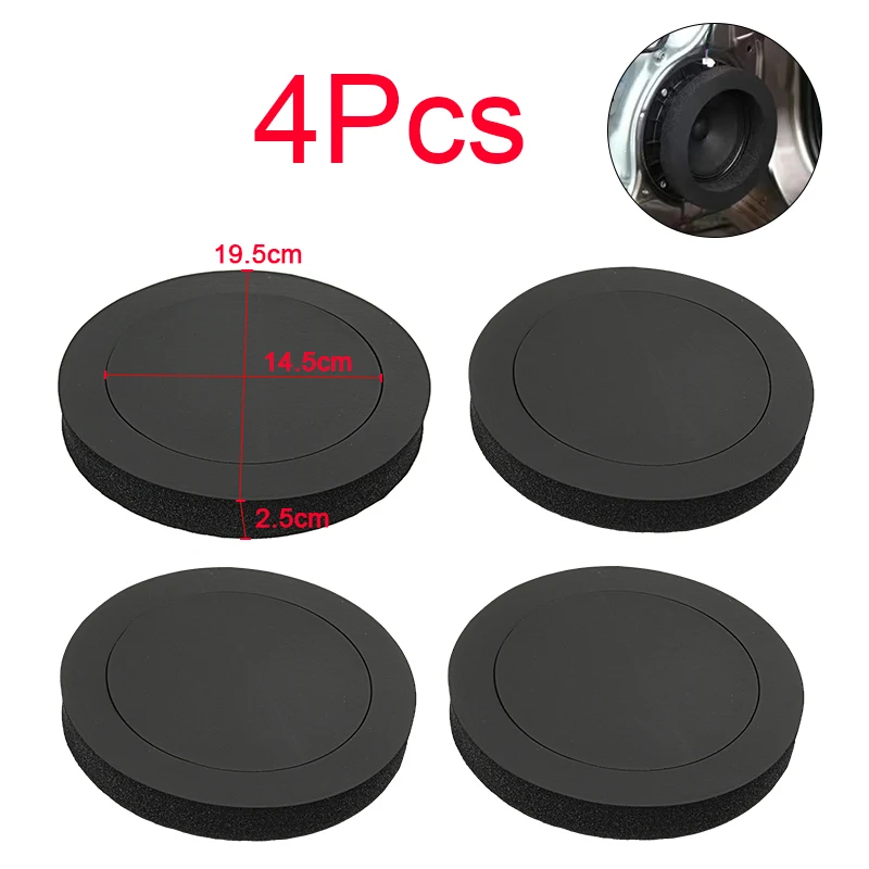 4pcs 6.5 inch Car Speaker Ring Bass Door Trim Sound Insulation Cotton Audio Speakers Insulation Ring Sound Self Adhesive Parts