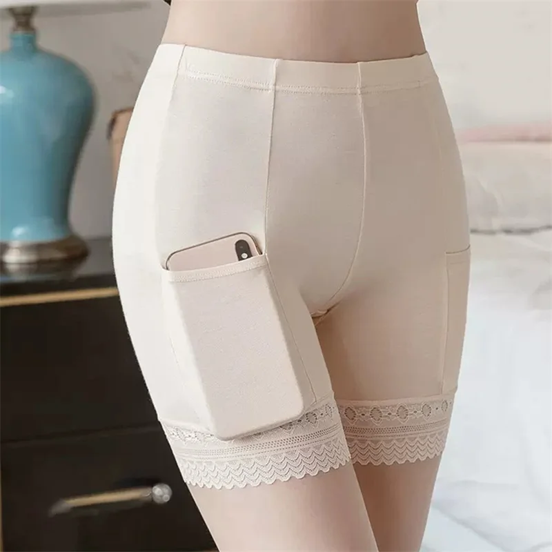 

Women's Summer Underwear Seamless With Pocket Shorts Safety Pants Ladies High Quality Shorts Big Size Safety Pants For Femal