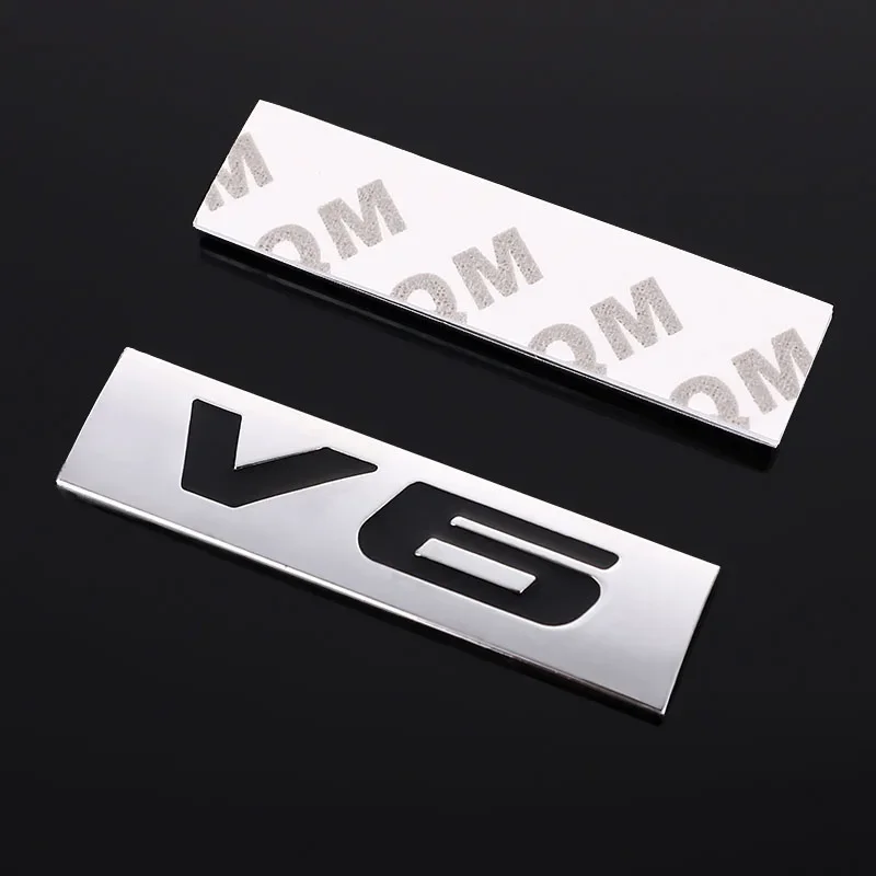 Car Sticker V6 V8 Rear Emblem Badge Metal Decals Tail Trunk Sticker for BMW Honda Chevrolet Skoda Ford Opel Lada Auto Styling