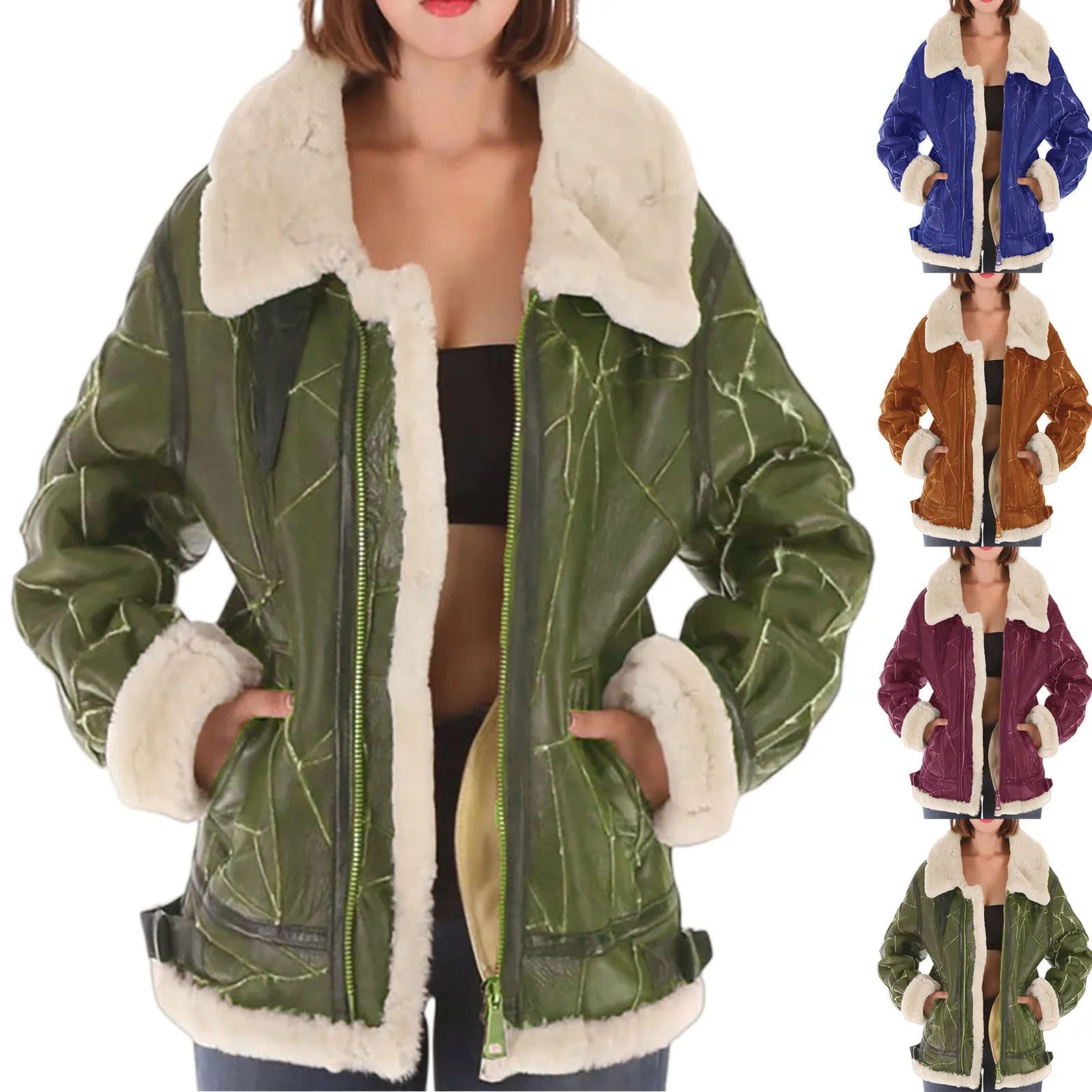 

Women's Casual And Warm Fleece Stand Collar Jacket Coat For Autumn And Winter Seasons 50s Style Jacket for Women