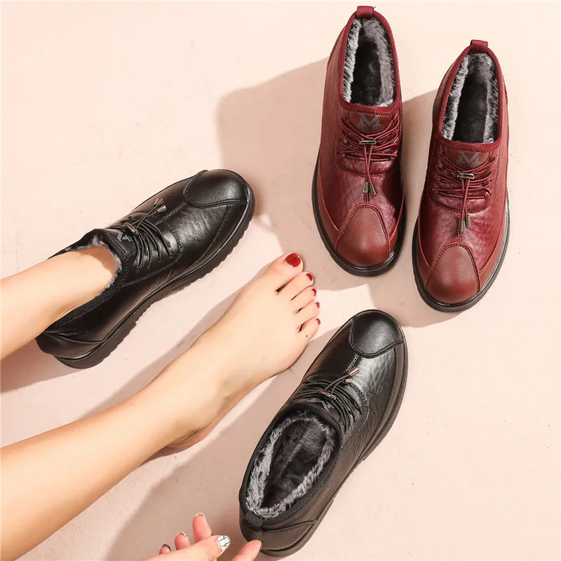 Women Boots Waterproof Casual Plus Velvet Warm Soft Bottom Snow Boots Female No-Slip Outdoor Ankle Booties Women's Cotton Shoes