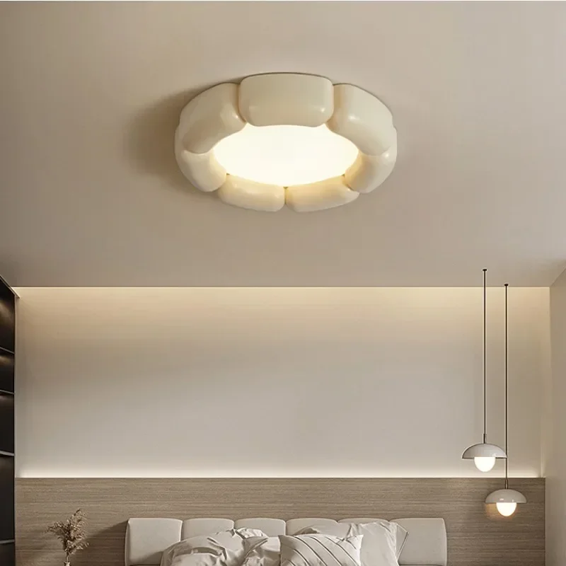 

Nordic wabi sabi Creamy Led Ceiling lights Round Bedroom Mounted Lamps Living Room Bedroom Home Decor Indoor Lighting Fixture
