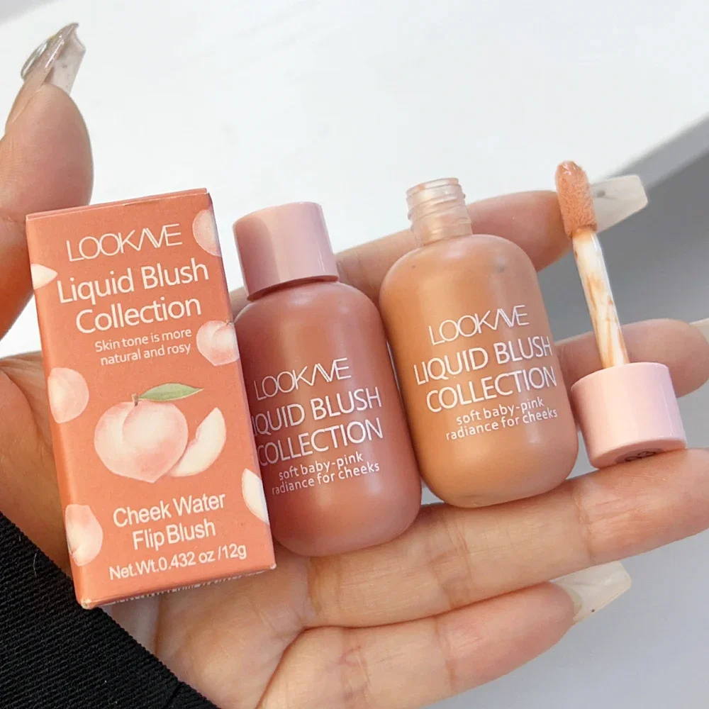 Mini Peach Pink Liquid Blush Waterproof Natural Cheek Blush Makeup Brighten Highlighter Professional Korean Makeup Cosmetic