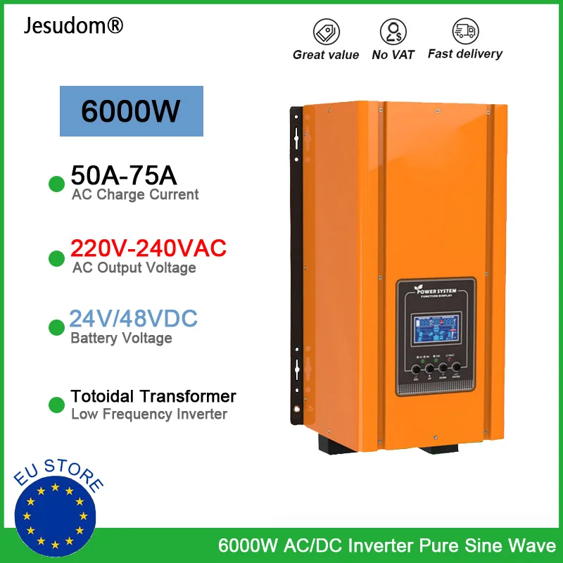 Rp 6000w Ups Inverter Pure Sine Wave Output With Ac Charger 24v48vdc To