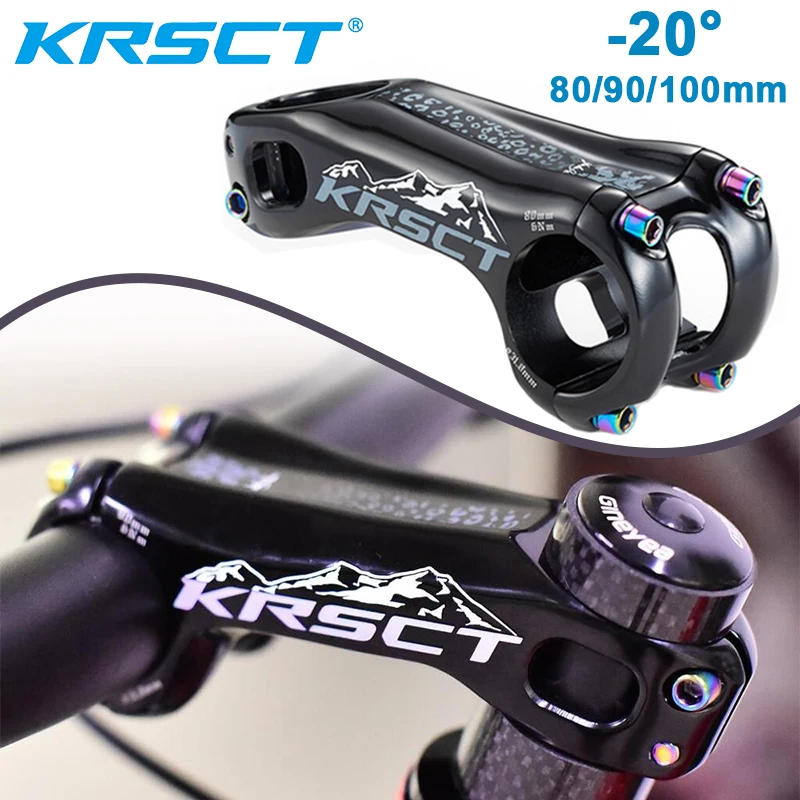 

KRSCT Bicycle Handlebar Stem 20 Degree XC AM Mountain Road Bike Bridge 80/90/100mm MTB Table 31.8mm Power Cycling Accessories